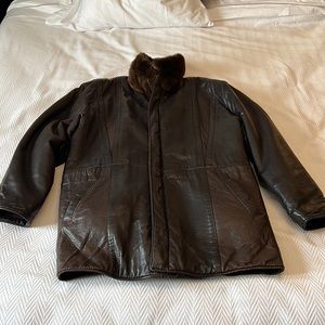 Men’s leather winter coat with fur liner